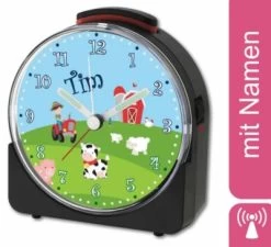 CreaDesign Kinder Funkwecker Weiß Personalisiert Mit Namen Bauernhof