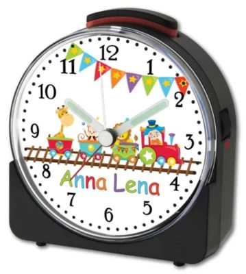 CreaDesign Kinder Funkwecker Weiß Personalisiert Mit Namen Zug – Bild 3