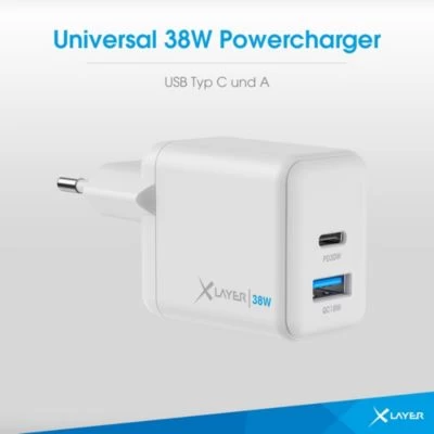 Xlayer Charger Powercharger 38W USB-C Schnellladegerät Dual Power Delivery Schnellladen Für IPad IPhone 14 13 Mini 13 Pro Max 12 11 SE XS, Android Geräte – Bild 2