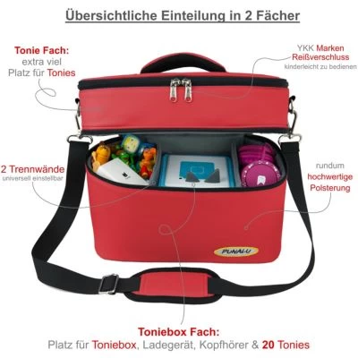 PUNALU Große Tasche Für Toniebox Inkl. Schutzfolie Passend Für Toniebox, Platz Für 68 Tonies, Set Toniebox Tasche + Toniebox Aufkleber – Bild 2