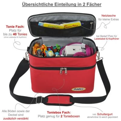 PUNALU Große Tasche Für Toniebox Inkl. Schutzfolie Passend Für Toniebox, Platz Für 68 Tonies, Set Toniebox Tasche + Toniebox Aufkleber – Bild 3