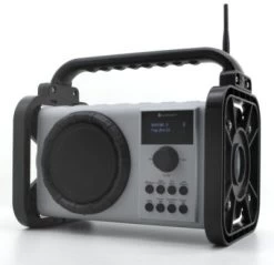 Soundmaster DAB80SG Baustellenradio Mit DAB+ UKW Bluetooth Und Li-Ion Akku IP44 Staub- Und Spritzwassergeschützt