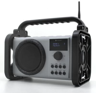 Soundmaster DAB80SG Baustellenradio Mit DAB+ UKW Bluetooth Und Li-Ion Akku IP44 Staub- Und SpritzwassergeschĂĽtzt