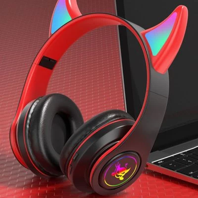 Brightake Kabelloses Headset 5.0 Faltbarer Bluetooth-Kopfhörer Teufel Ohr Bluetooth Kopfhörer Mit Mikrofon Stereo Musik RGB Blinkende – Bild 3