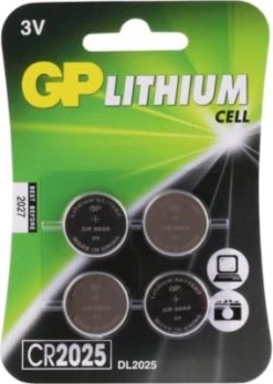 GP Batteries Knopfzelle GP Lithium CR2025, 3 Volt, 4er Blister