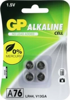 GP Batteries Knopfzelle GP Alkaline LR44, 76A, 1,5 Volt, 4er Blister