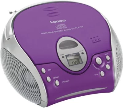 Lenco SCD-24 Violett - Boombox CD-Player Mit Radio Und Kopfhöreranschluß