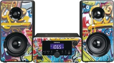 Lenco MC-020 Tags Grafitti Design - Micro-Hifi-Anlage Mit Radio, Bluetooth Und USB-AnschluĂź